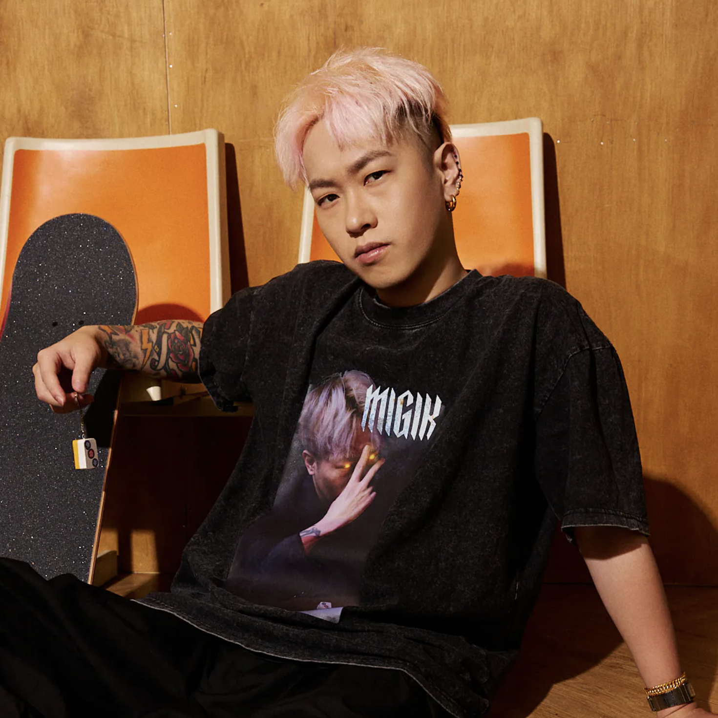 MIGIK黑色水洗踢