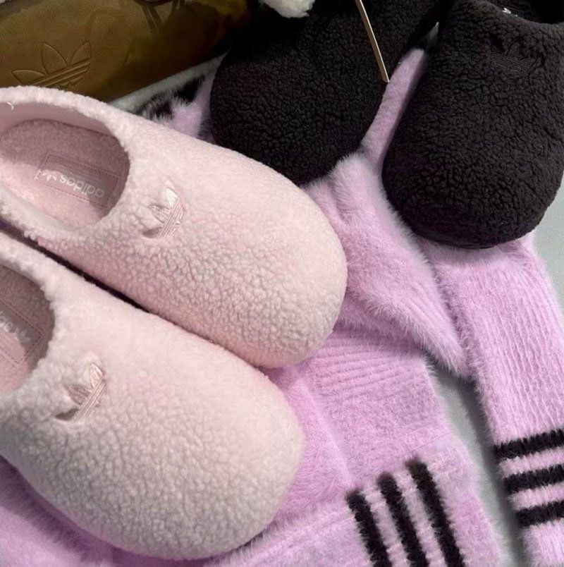 【Luxury】Adidas originals ADIFOM STAN MULE 愛迪達勃肯鞋 懶人鞋 造型拖鞋 羊羔毛造型 QQ毛靴 女款 粉色 黑 咖 紫