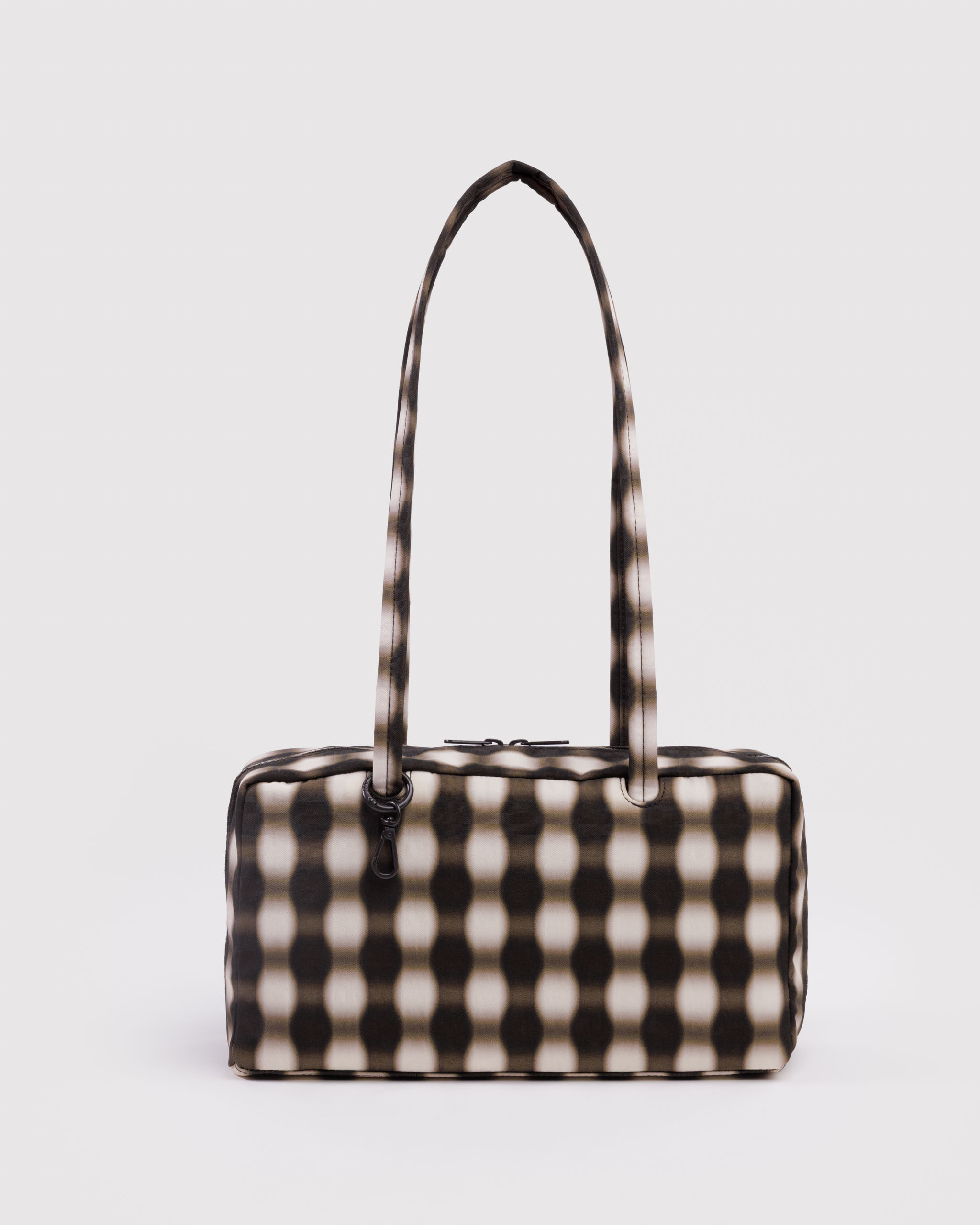 Nylon Bowler Bag - Blurred Gingham Brown | BAGGU