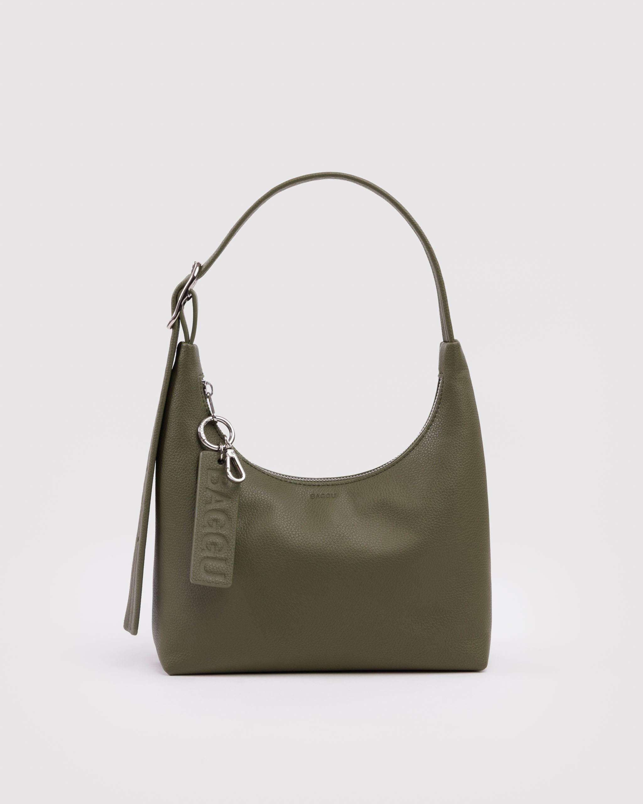 Mini Recycled Leather Shoulder Bag - Loden｜BAGGU