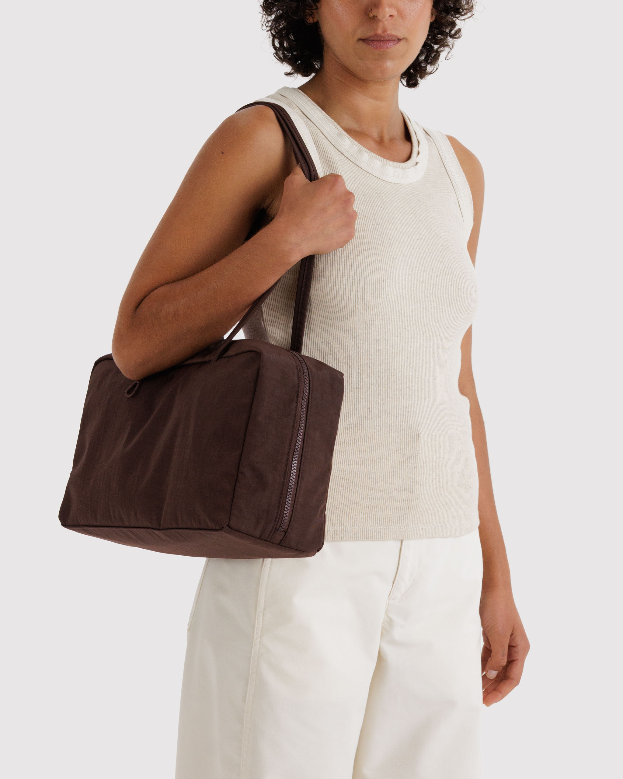 Medium Nylon Bowler Bag - Coffee | BAGGU