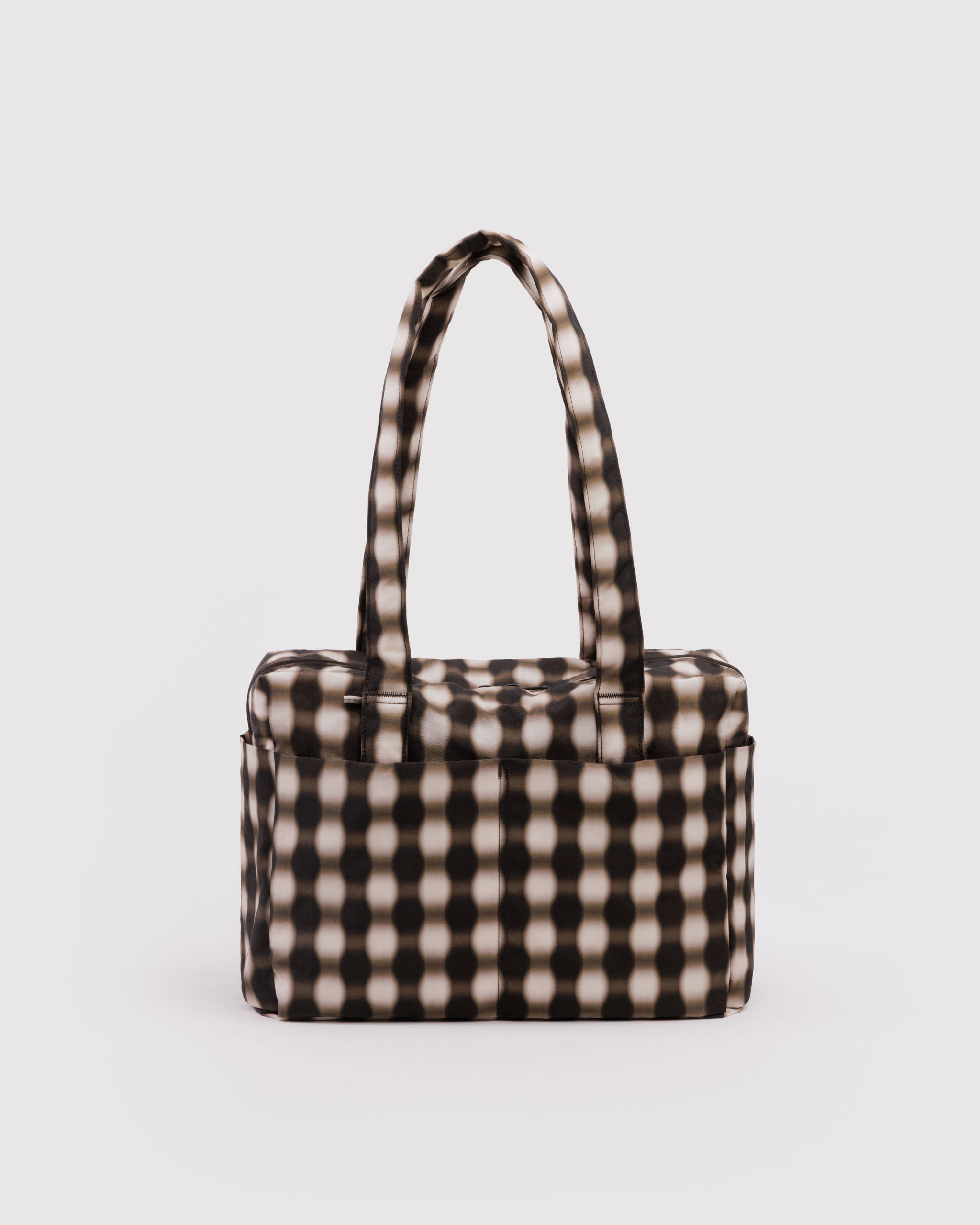 Everyday Cloud Bag - Blurred Gingham Brown｜BAGGU