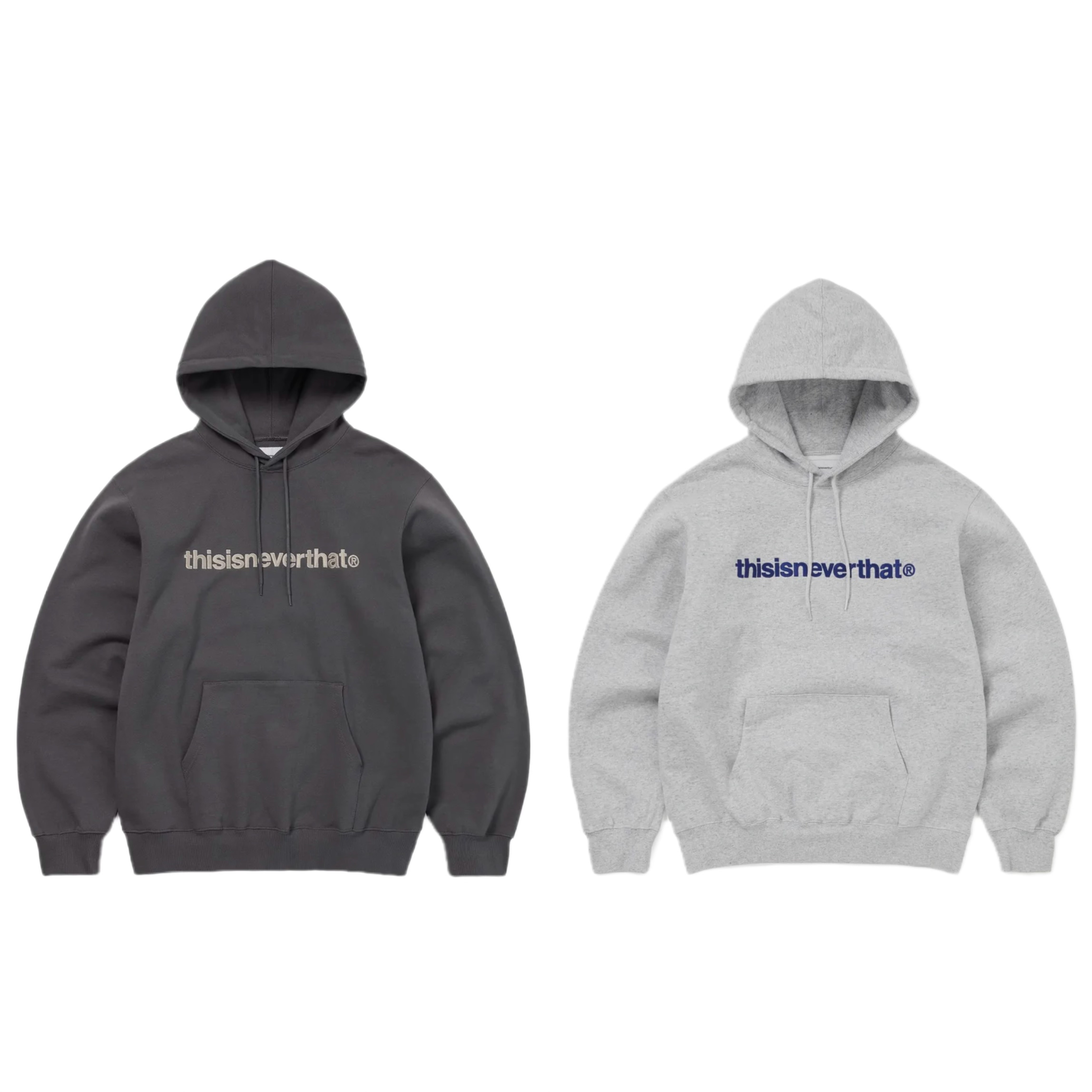 [ Thisisneverthat ] 字標誌連帽帽T 深灰/淺灰