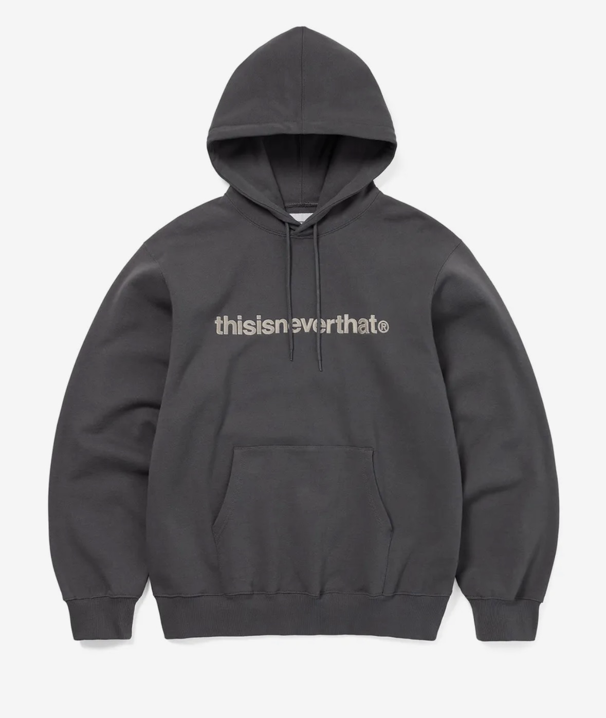 [ Thisisneverthat ] 字標誌連帽帽T 深灰/淺灰