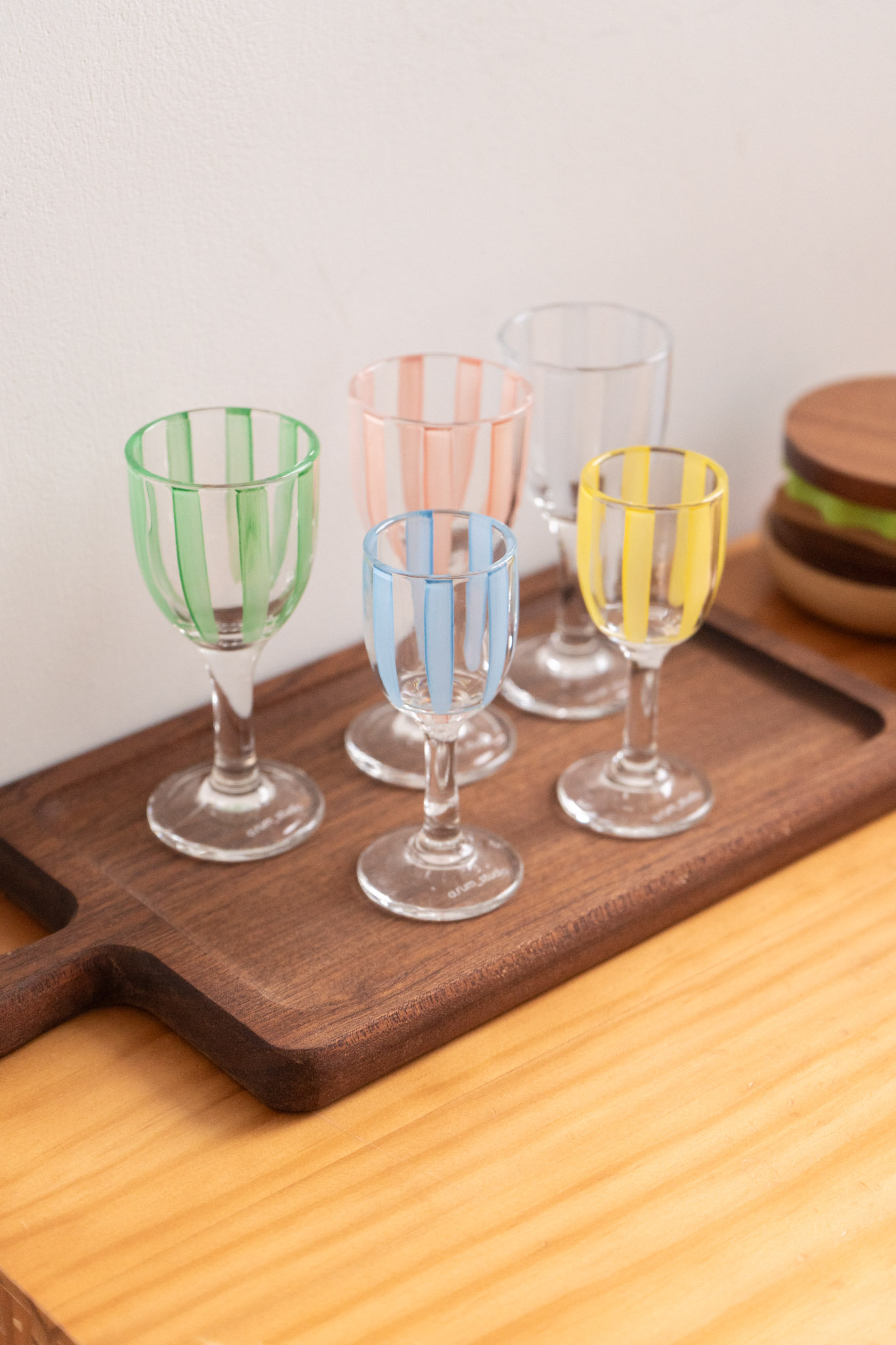 手工彩繪線條玻璃燒酒杯 shot杯（25ml／50ml）｜韓國製 A.Rum Studio