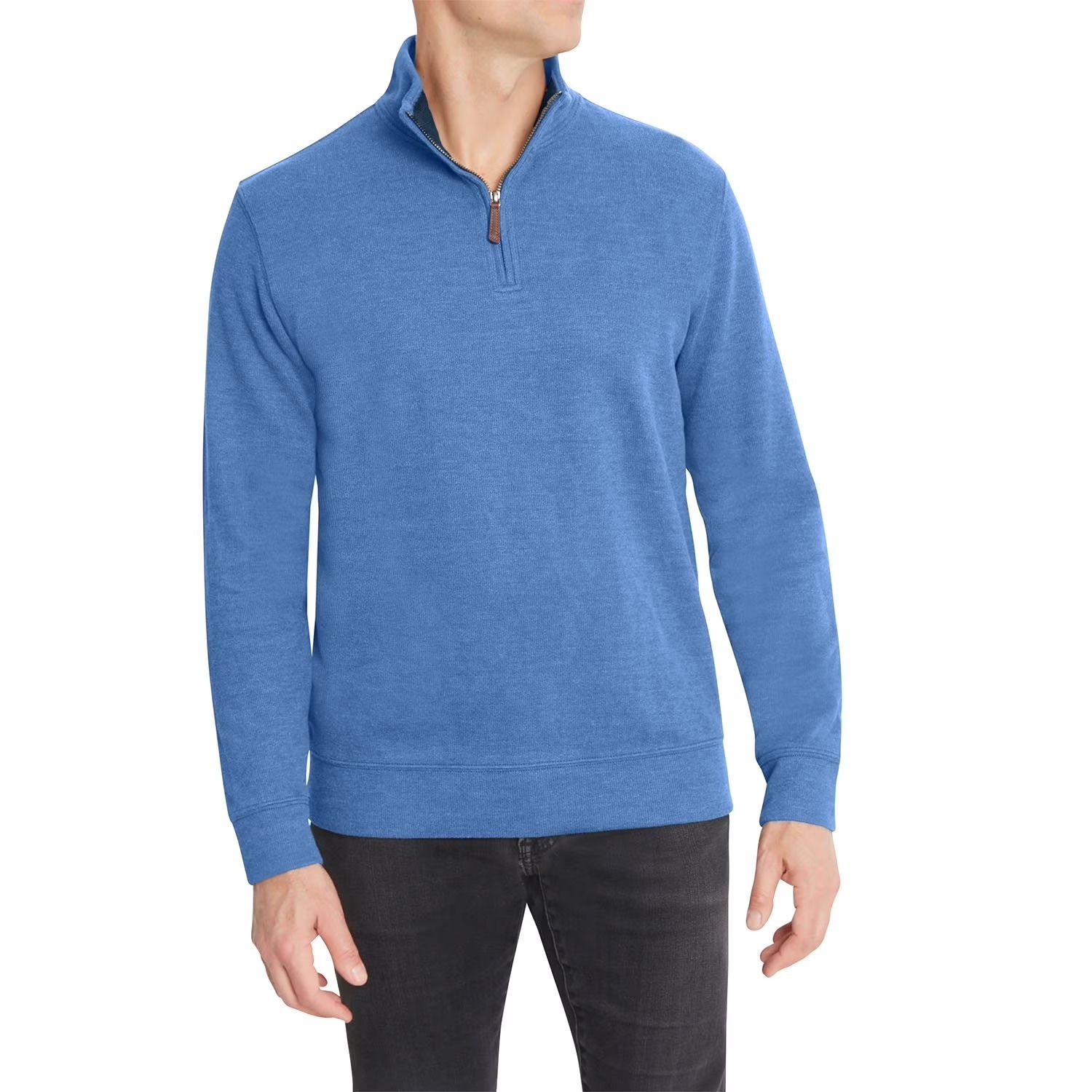 OBS304 Lands' End Men's Rib Quarter Zip Pullover