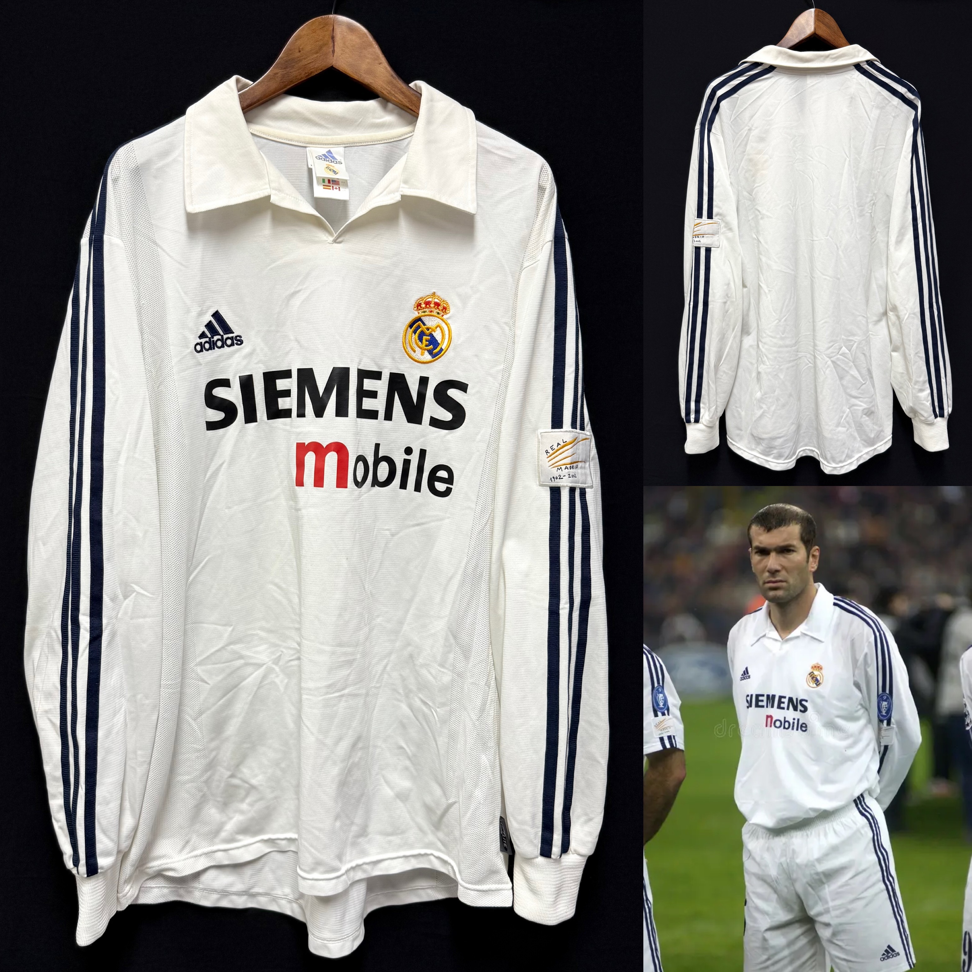 Real Madrid 2002-2003 UEFA Champions League Adidas L/S Home Shirt