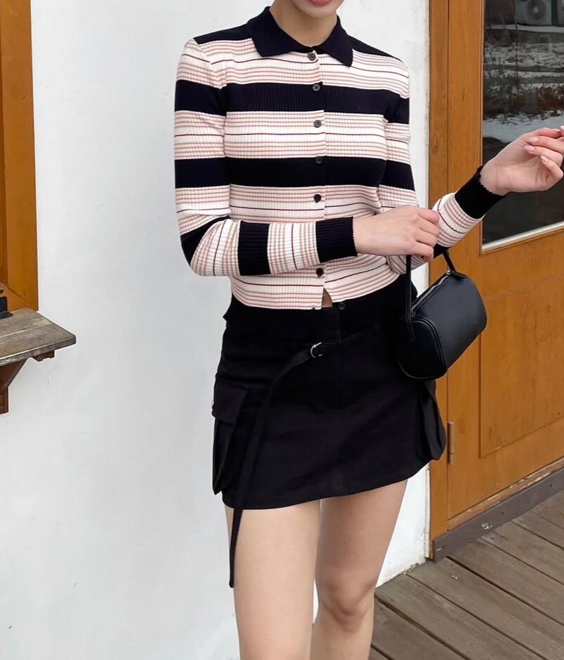 橫紋棉織排釦上衣