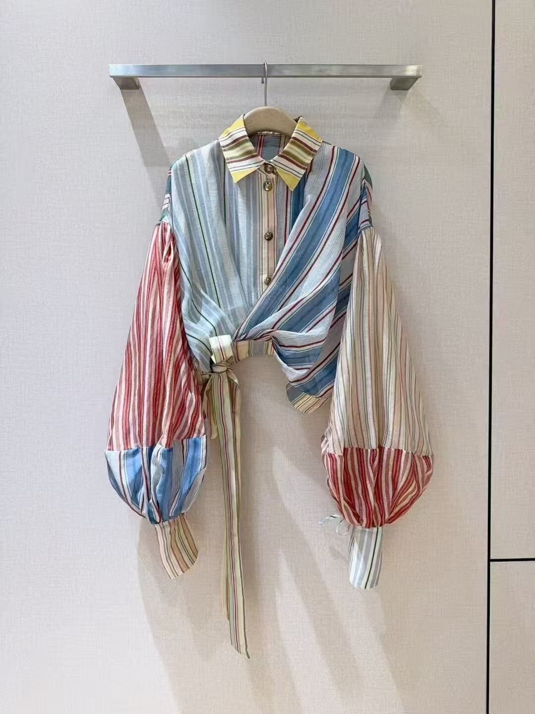 造型澎袖斜綁上衣(香港設計師)