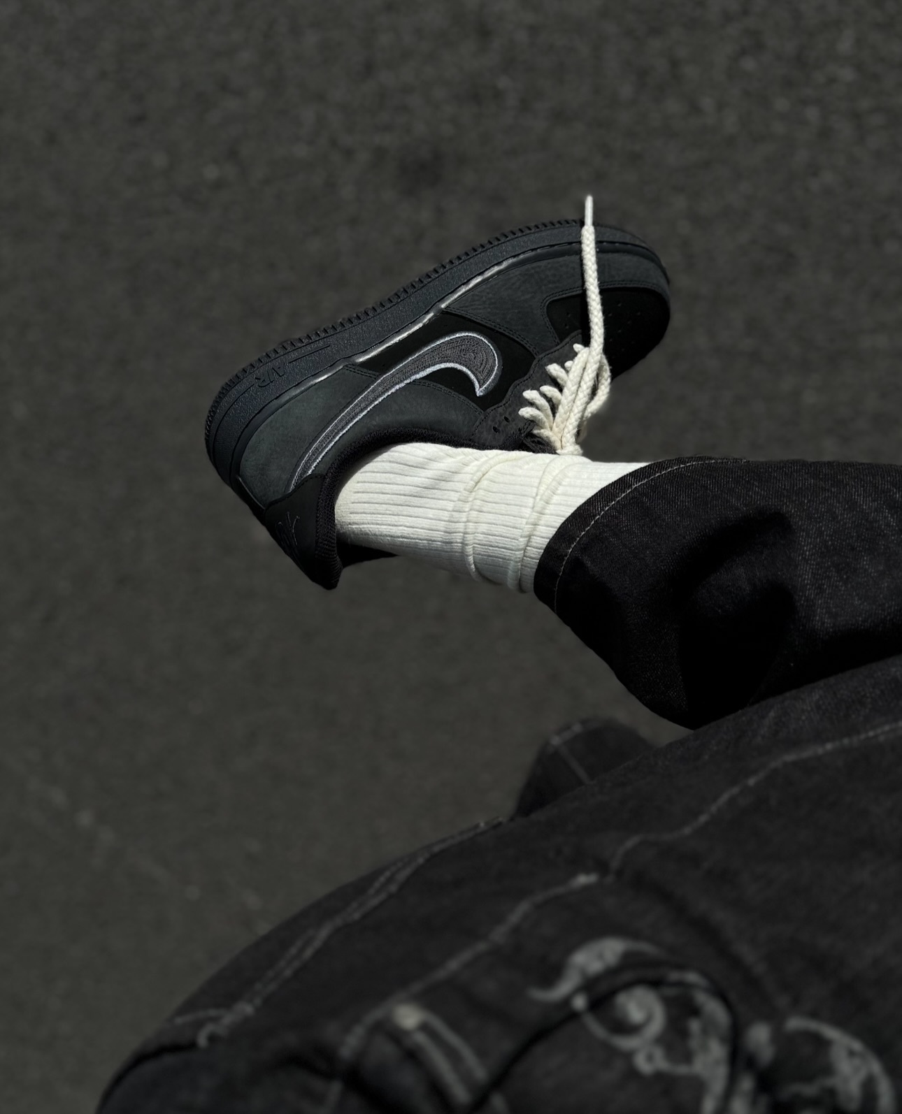 NIKE AIR FORCE 1 07 LV8 Black Grey皮革 縫線  IB6842-002