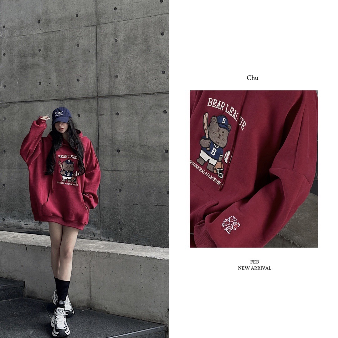 【 𝐎𝐌𝐄𝐑-𝐌𝐀𝐃𝐄 】過年限定-美式復古小熊聯盟帽TEE ［高磅版］