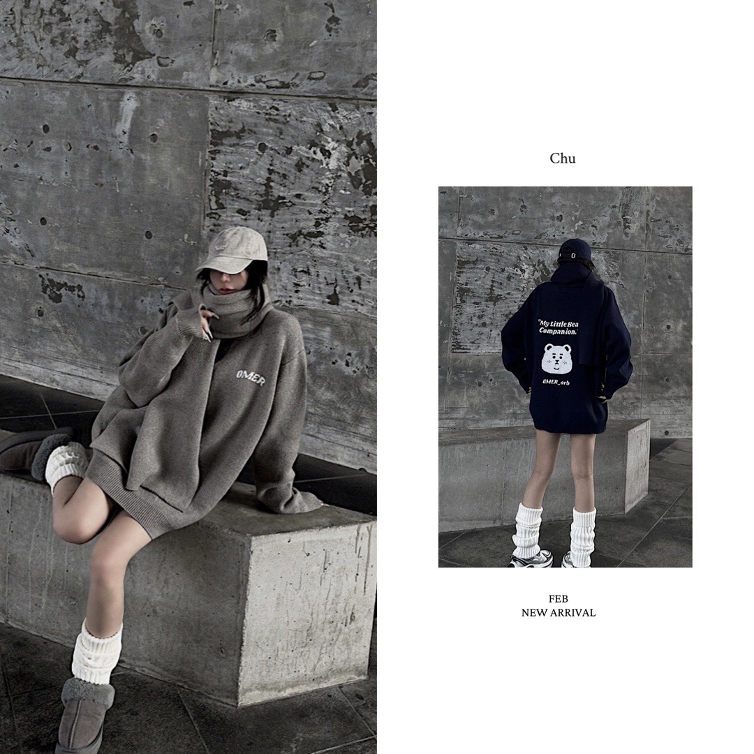 【 包色組合區 】小熊夥伴🐻 厚挺針織毛衣+大圍巾set組合