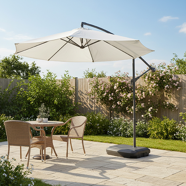 香蕉傘呈現自然垂釣造型獨特,收納省空間傘面會自然貼合立柱