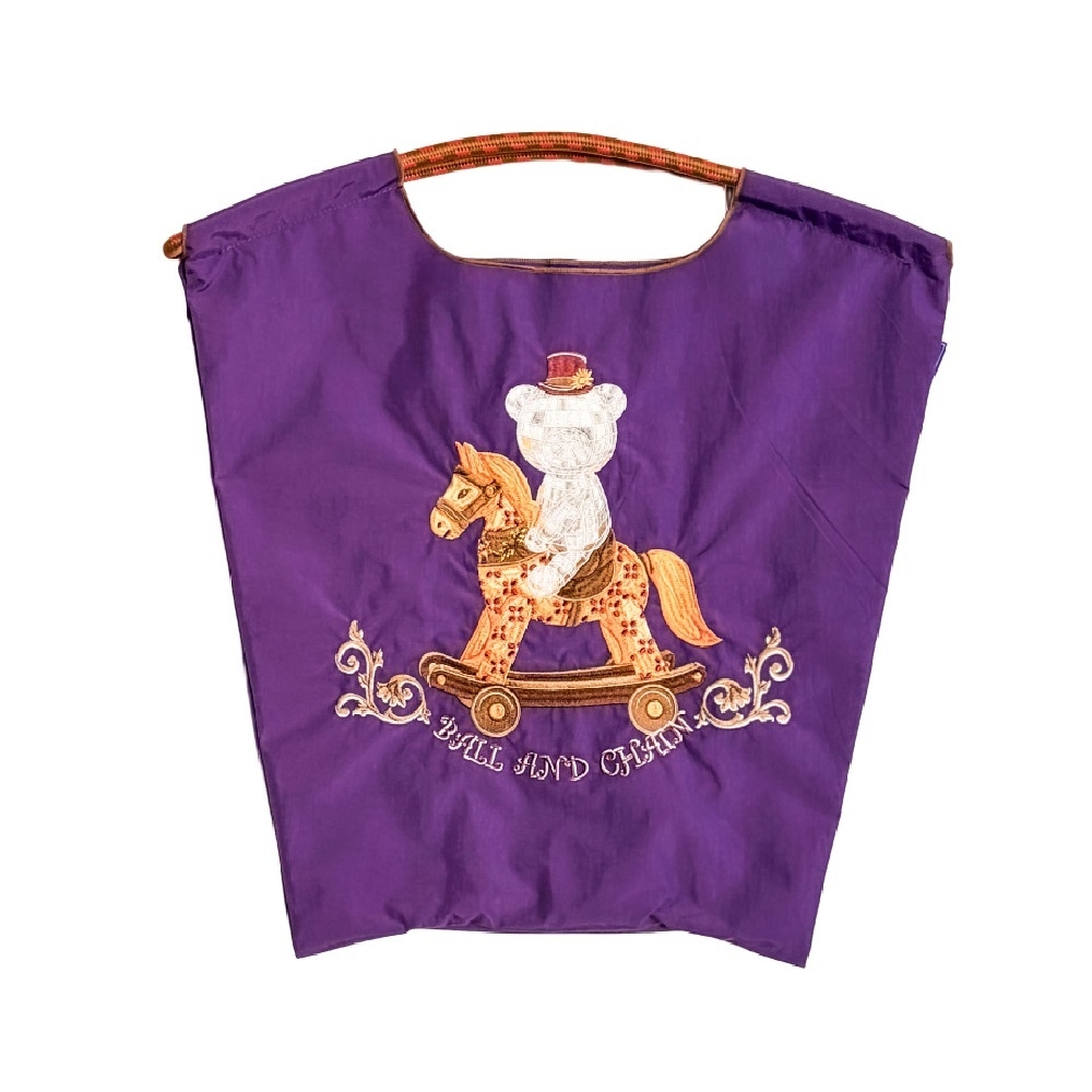 Ball＆Chain 刺繡環保購物袋 M號 - 紫 (30107616)