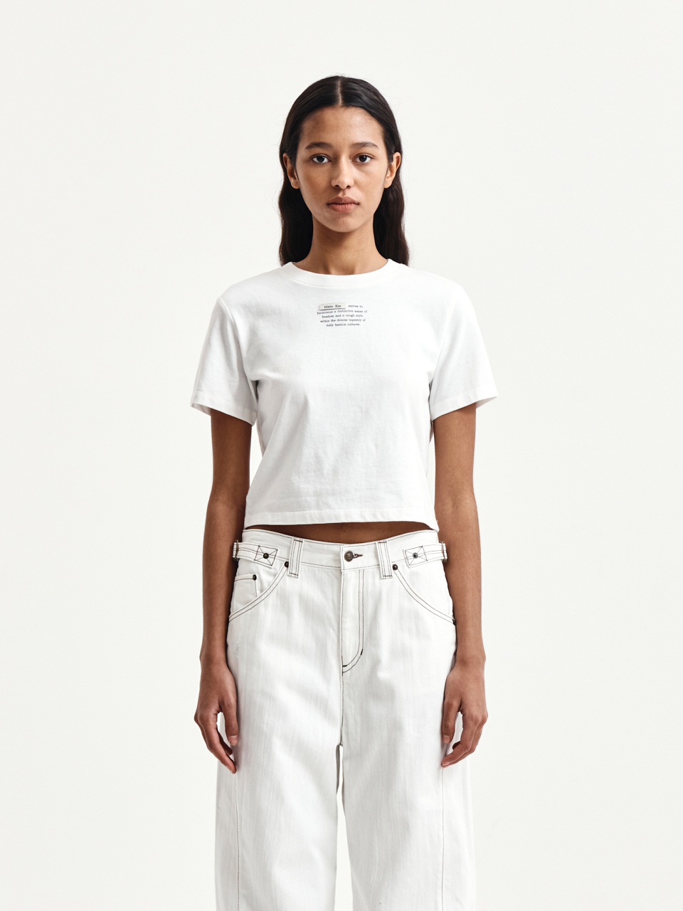 標籤字母印花短版上衣 白色