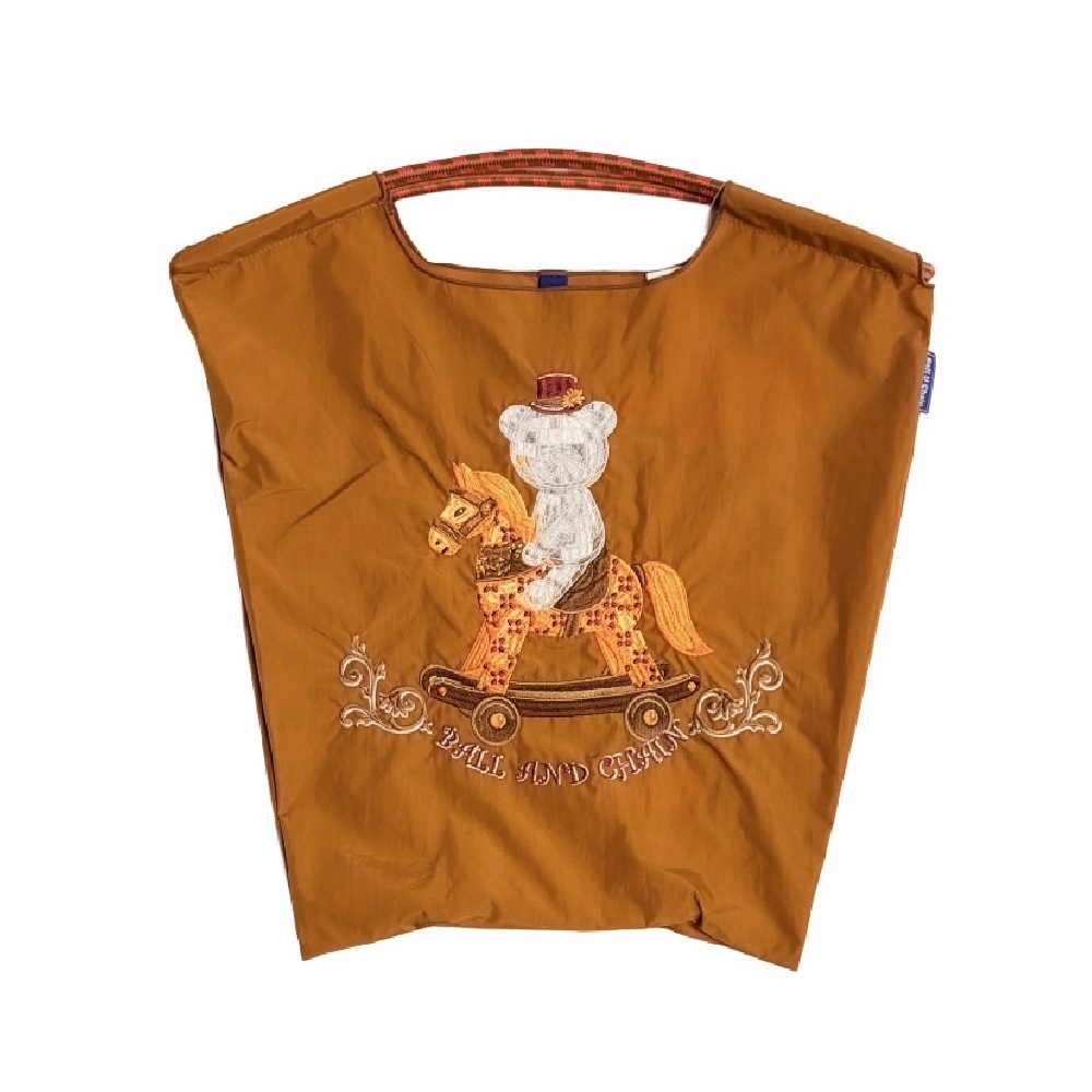 Ball＆Chain 刺繡環保購物袋 M號 - 卡其 (30107619)