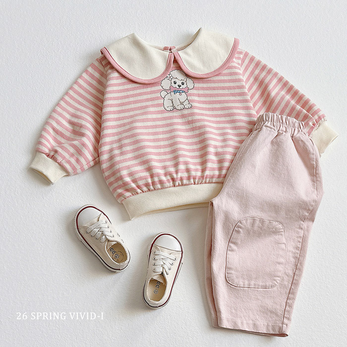 正韓春vividi 兩色泡泡狗有領上衣