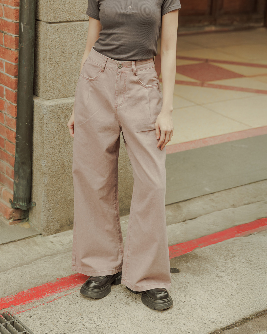 Casual washed floor-length twill trousers, available in three colors, sizes S/M/L【04101987】in stock+pre-order