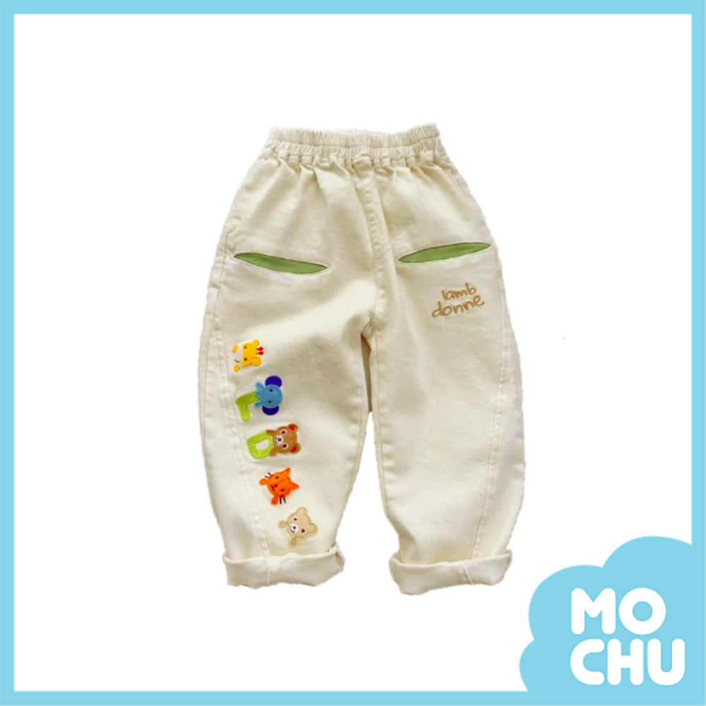 動物字母刺繡長褲(二色)