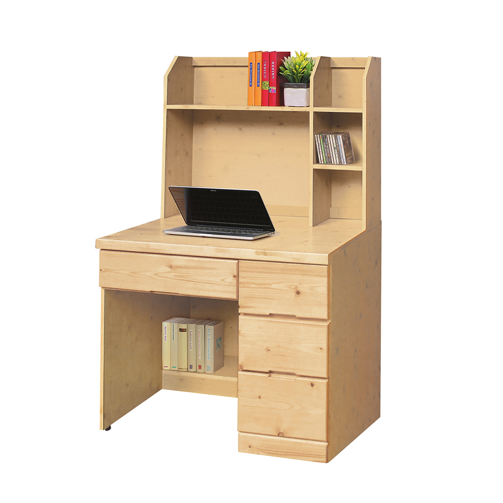 柏蒂家居-雅羅3.3尺四抽松木書桌(上座+下座)