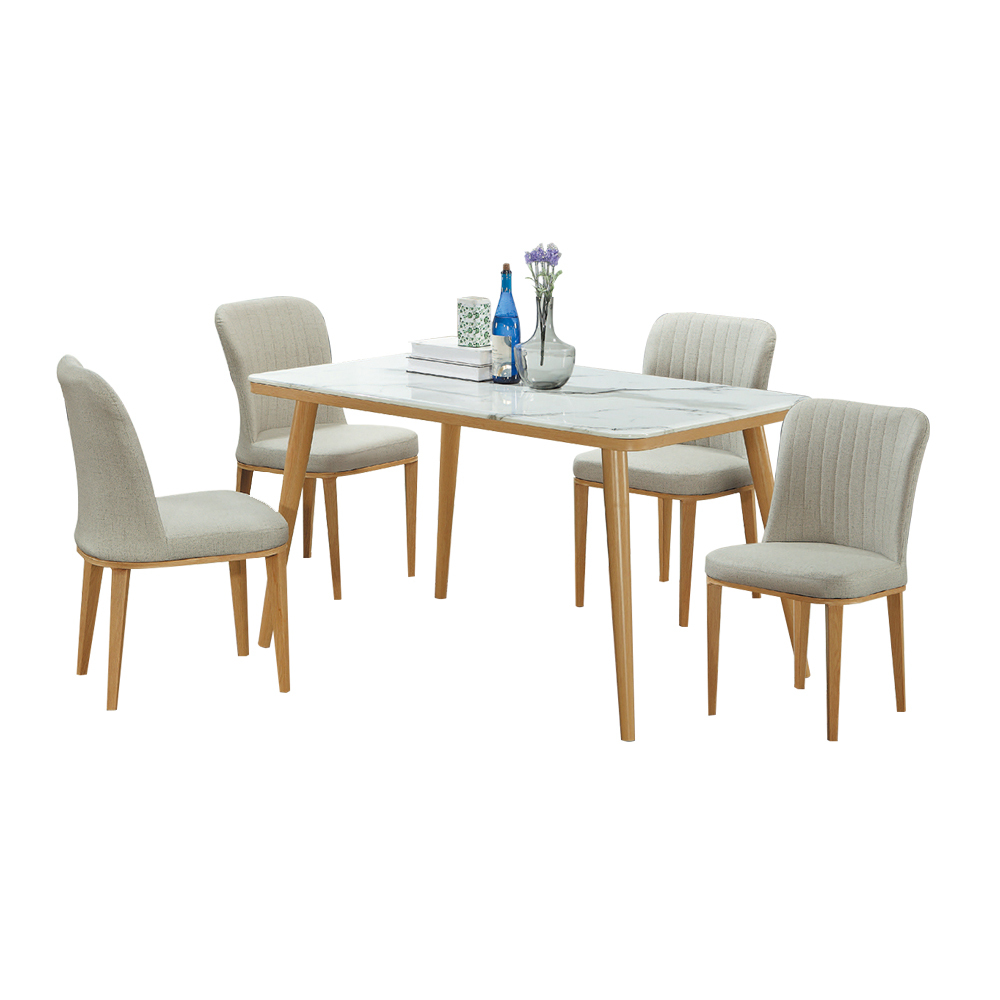 柏蒂家居-高森4.3尺石面餐桌椅組合(一桌四椅)