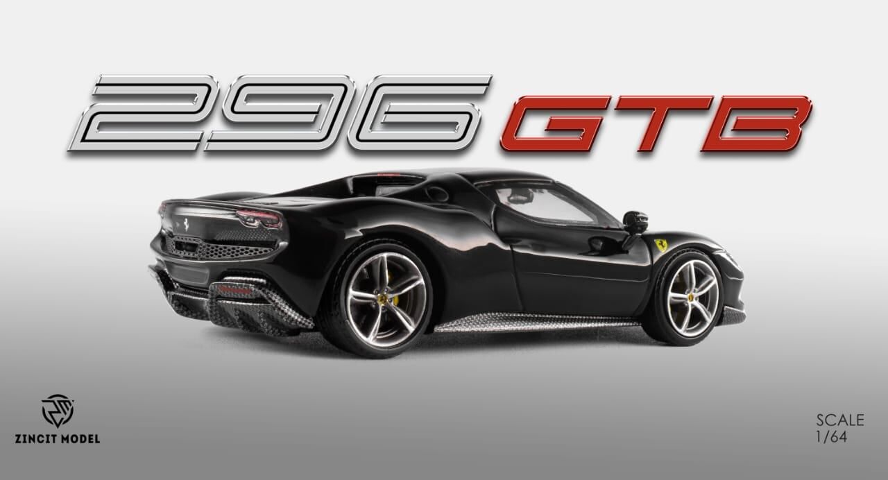 預訂:1/64 Zincit Model  Ferrari 296 GTB Gloss Black (ZMF296BK )