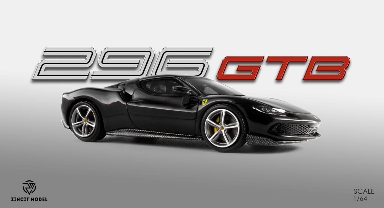 預訂:1/64 Zincit Model  Ferrari 296 GTB Gloss Black (ZMF296BK )