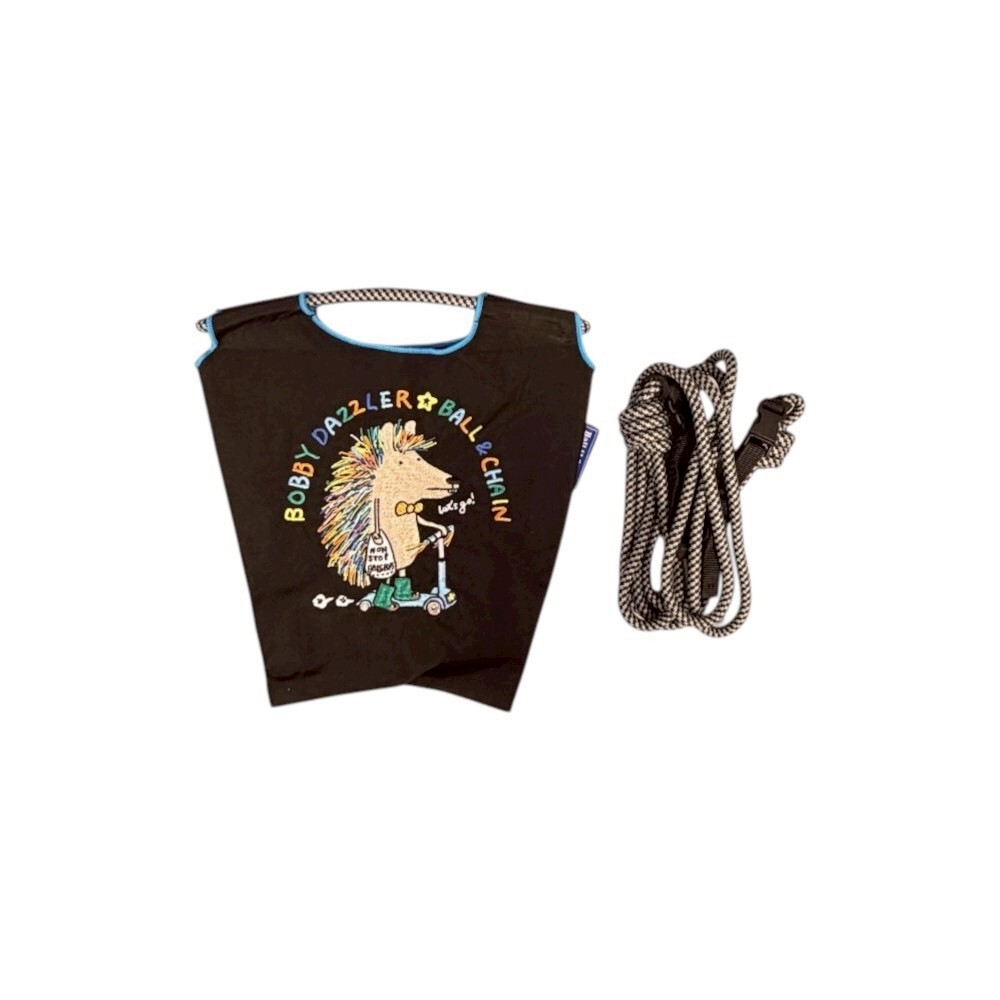 Ball＆Chain 刺繡環保購物袋 S號 - 黑 (32220101)