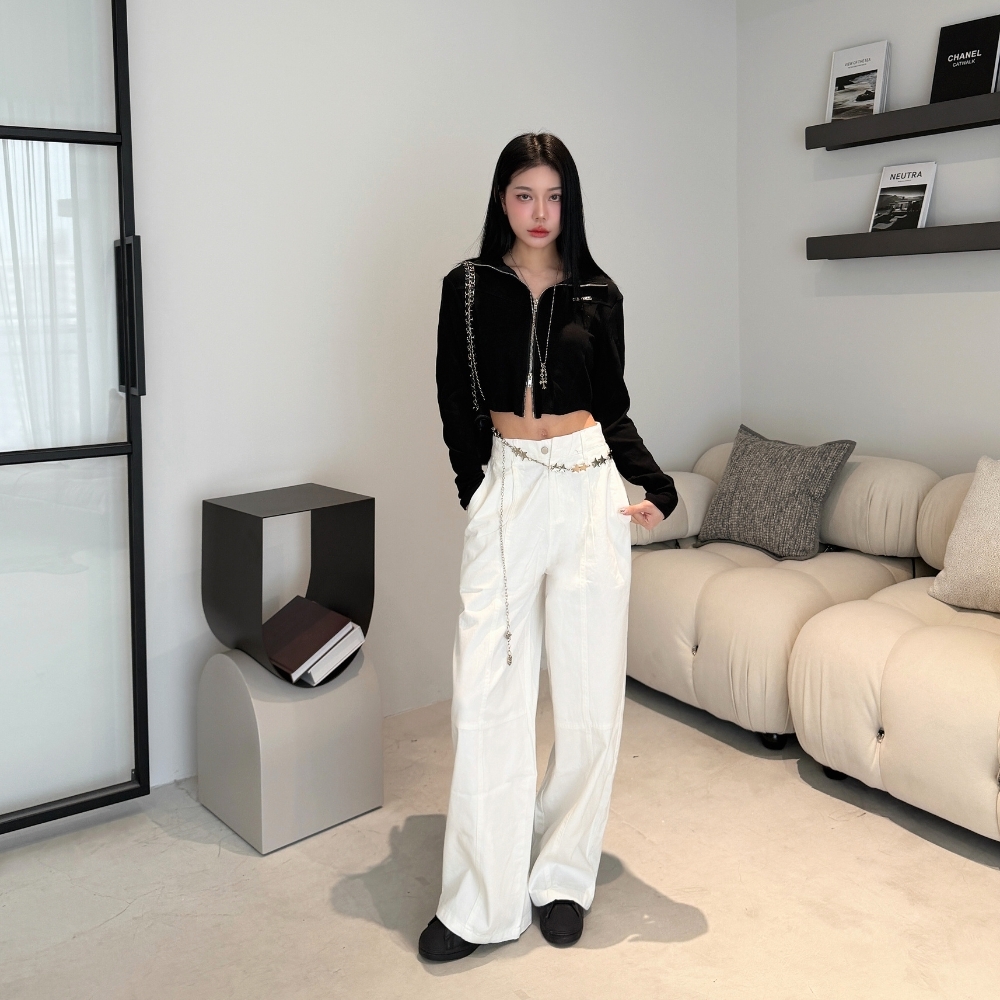 【個性女主】DOMISS雙拉鍊合身短版上衣外套 顯瘦上衣-2色(現貨)