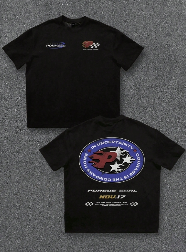 KADMAX大尺碼-大碼男街頭寬鬆做舊賽車短袖TEE〈KSMS2753〉