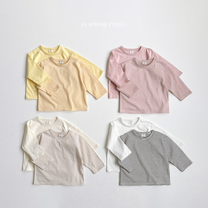 正韓春vividi 四色1+1素色條紋上衣