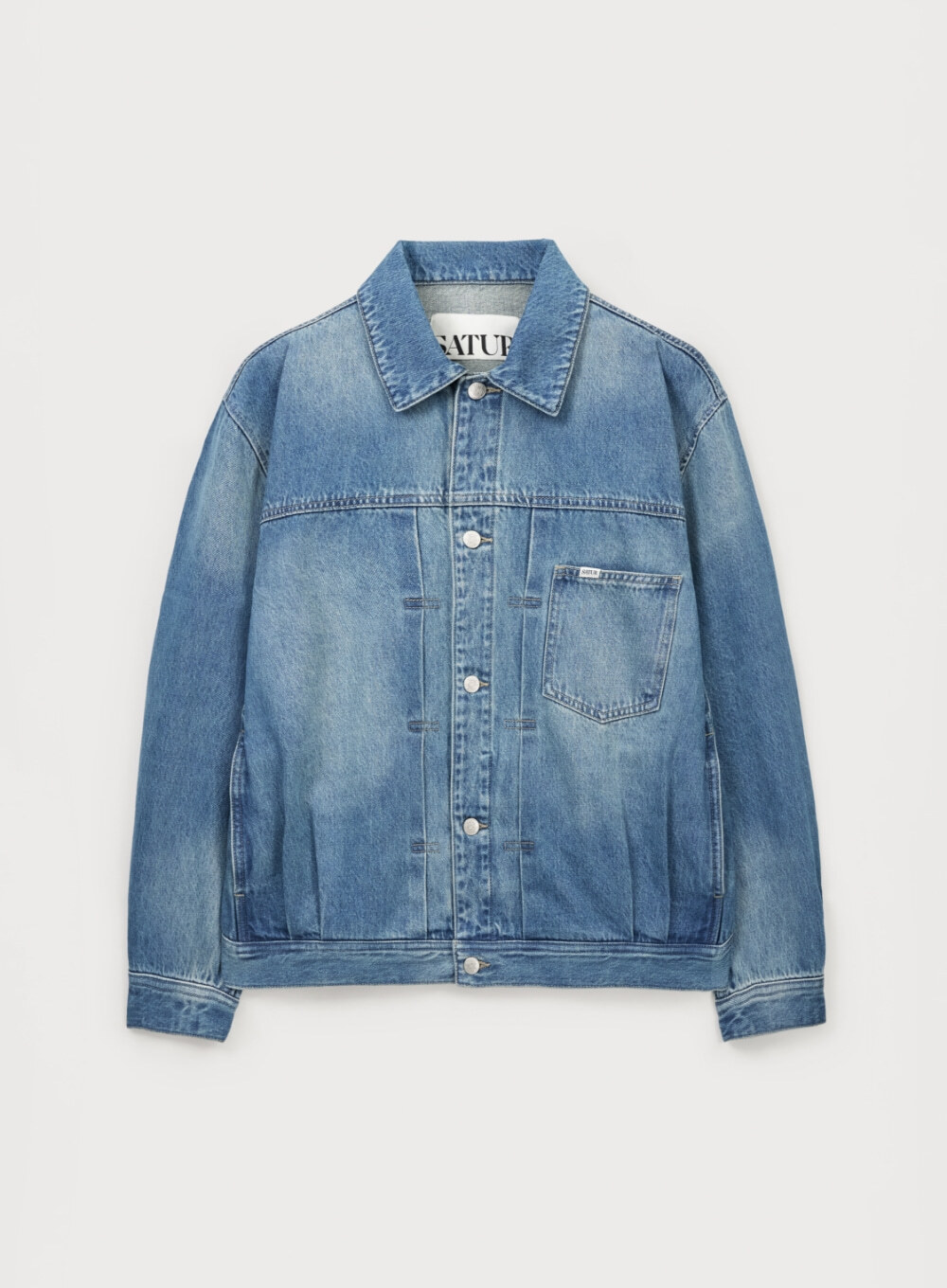 Satur｜Pleated Washed Denim Trucker Jacket SA261MDJ02