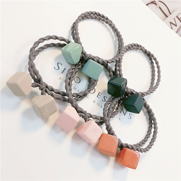 韓國JK 亞克力糖果色幾何高彈力頭繩5件裝 J0160