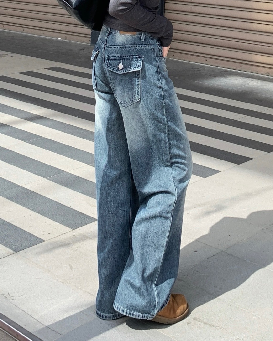 女裝優惠先付款兩件免運🚚「FOR GIRLS」NJ327 水洗刷色 口袋造型直筒牛仔褲 梨形必買!!! 卡寶褲