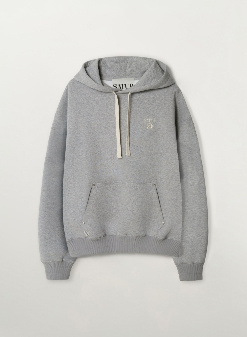 【品牌清貨SALE】 【現貨】【SATUR】Loren Small Logo Rivet Hoodie - Melange Gray
