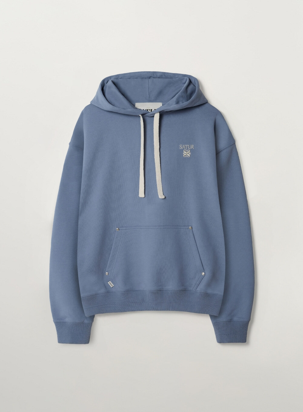 【SATUR】Loren Small Logo Rivet Hoodie - Blue