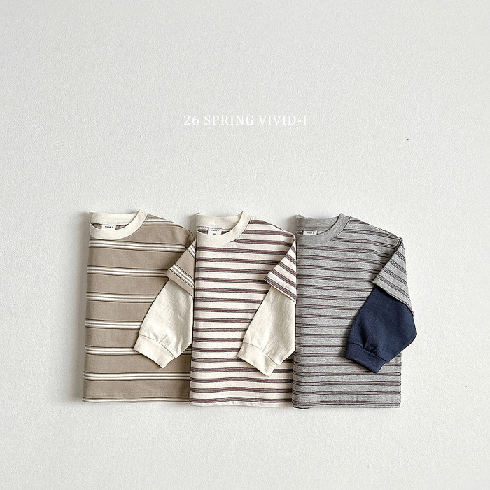正韓春vividi 三色條紋假兩件上衣