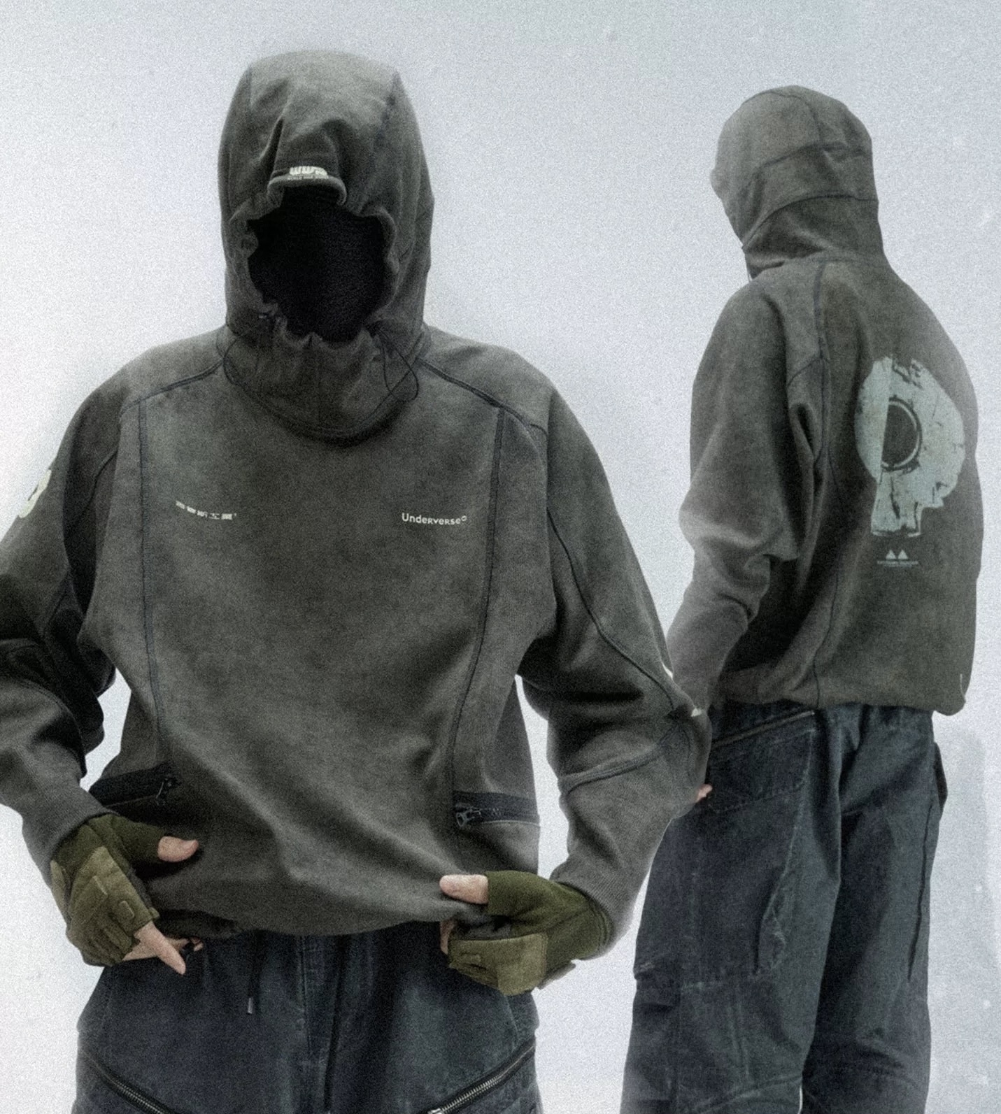 Underverse聯名 吉考斯工業 水洗做舊重磅連帽衛衣外套