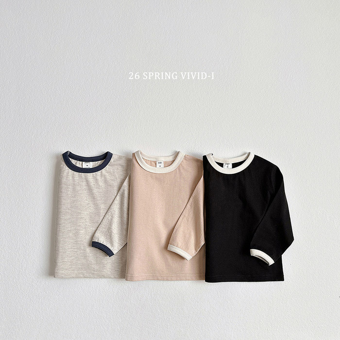正韓春vividi 三色撞色滾邊上衣