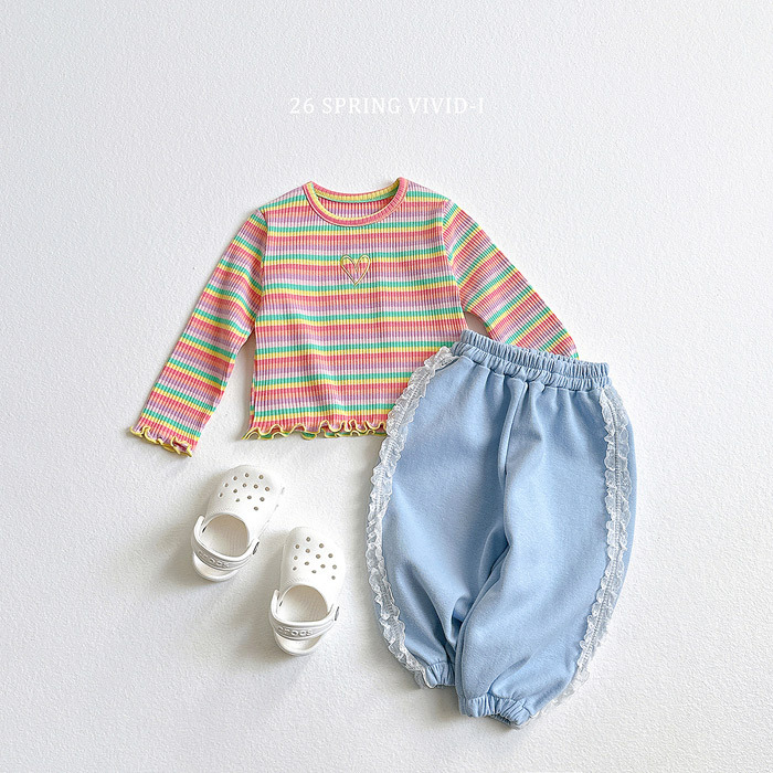 正韓春vividi 兩色合身彩色條紋上衣