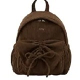 [S] NERDY CORDUROY RIBBON SHIRRING MINI BACKPACK_BROWN_FREE, PNEF25BG044101 (SN507)