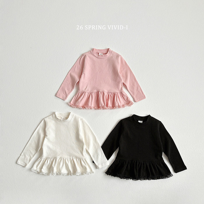 正韓春vividi 三色甜美花邊上衣