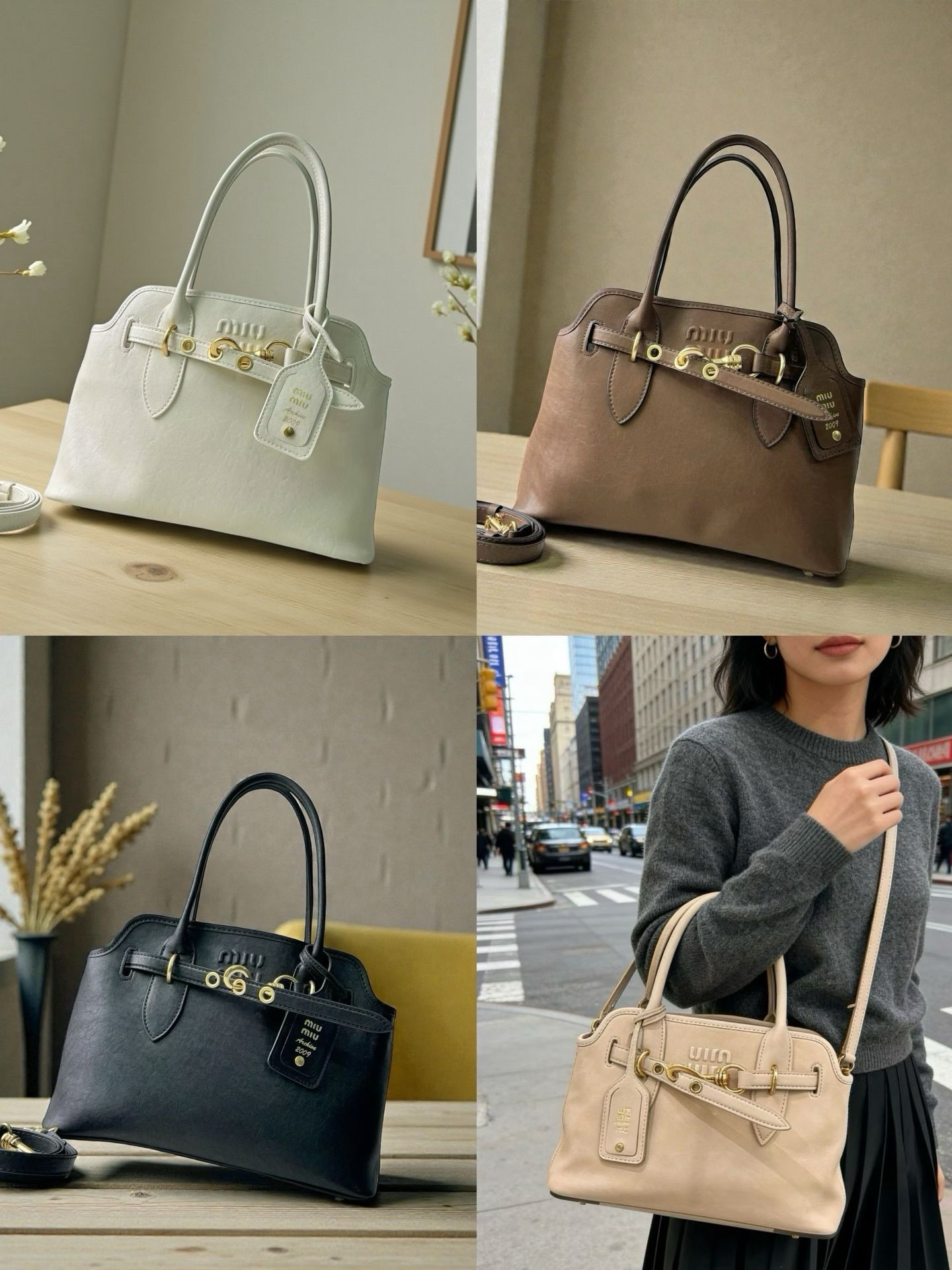 MIU MIU全新柔脂羊皮中古托特包