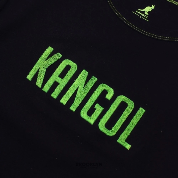 【下殺↘ $399】KANGOL 短T 黑綠 立體 紙絨 不收邊 短版 女  6122100820