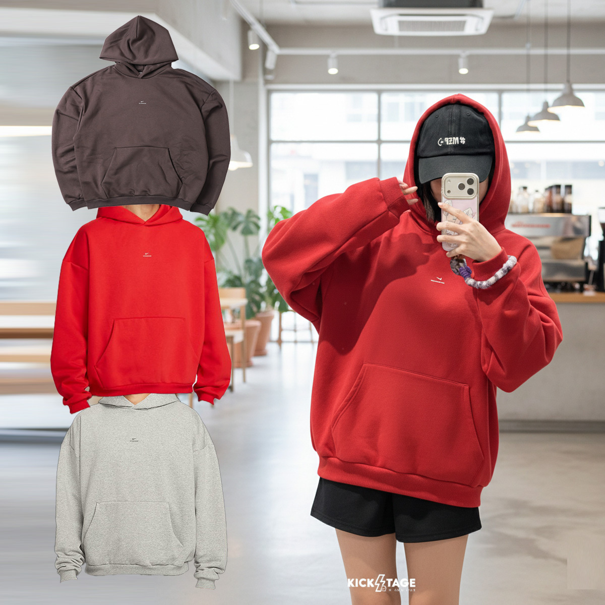 男款 NIKE THERMA-FIT HOODIE 棕色 紅色 灰色 小標 印花 內刷毛 寬鬆 休閒 運動 連帽 長袖 帽T【IM5919】NKTF