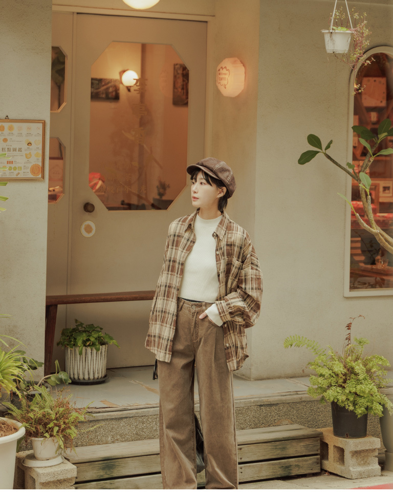 Classic color-blocked plaid oversized long-sleeved shirt, available in two colors.【01025744】in stock+pre-order