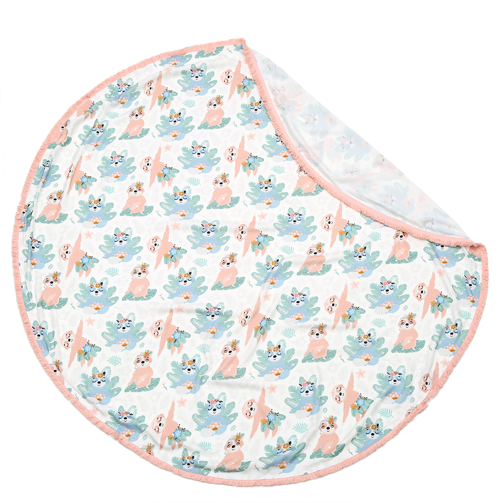 La Millou波蘭 竹纖涼感巾加大款圓形流蘇｜抗菌包巾｜瑜珈珈樹懶-outlet專屬