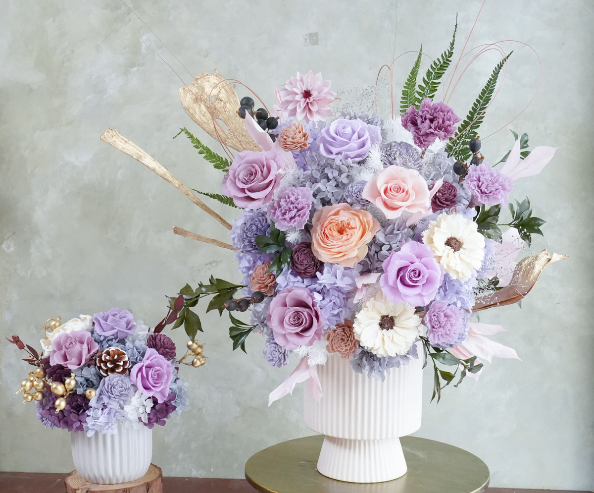 維多利亞的秘密,紫色玫瑰永生花,開幕盆花,永生花盆栽,開幕永生花推薦232