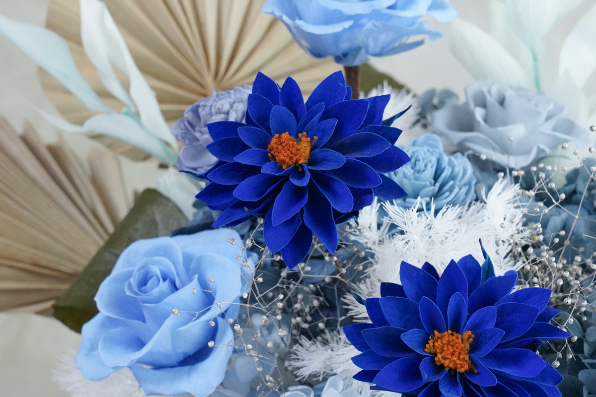 藍色永生花開幕盆花,升遷盆花推薦,台北代客送花服務,長官升遷送花推薦,藍色永生花特寫12