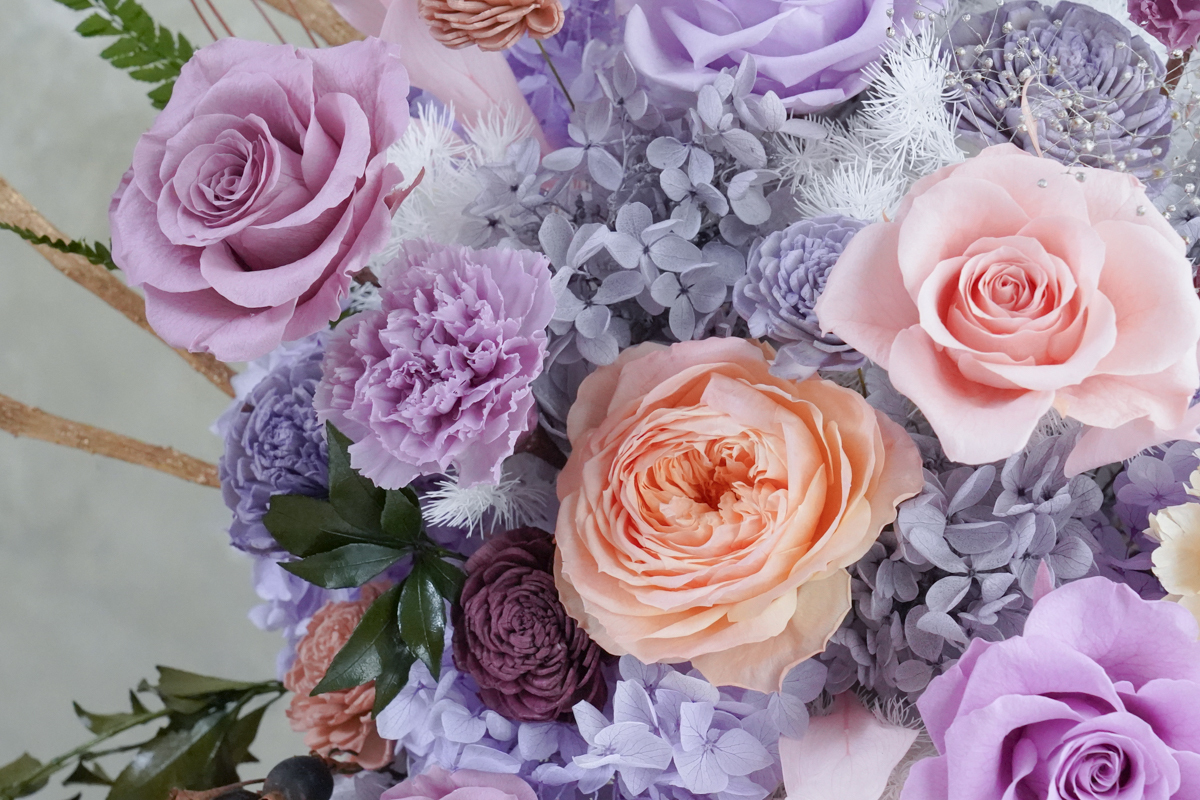 維多利亞的秘密,紫色玫瑰永生花,開幕盆花,永生花盆栽